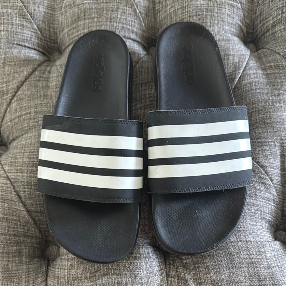 adidas Black and White Slide Sandals